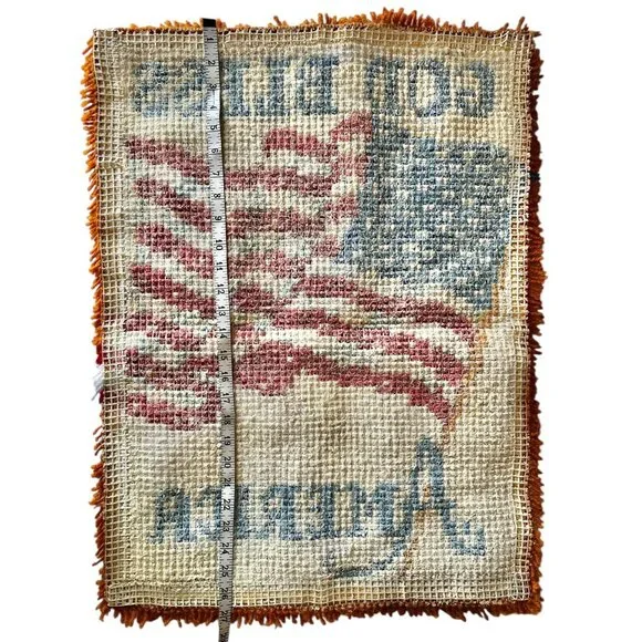 Handmade God Bless America Latch Hook Rug Wall Hanging Mat 27.5 X21Patriotic - Picture 9 of 9
